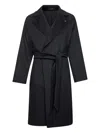 Tagliatore Double-breasted Belted Coat In Black