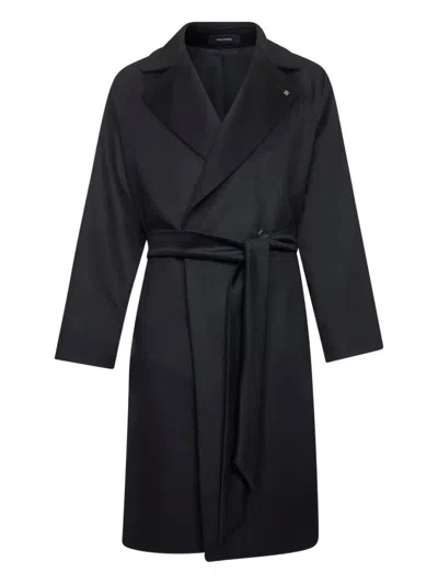 Tagliatore Double-breasted Belted Coat In Black