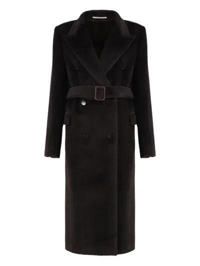 Tagliatore Double Breasted Faux Fur Coat In Black