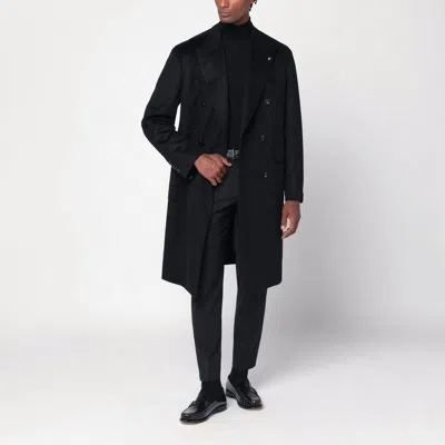 TAGLIATORE TAGLIATORE  DOUBLE-BREASTED BLACK WOOL COAT