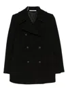 Tagliatore Double-breasted Blanche Coat In Black