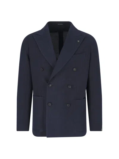 TAGLIATORE DOUBLE-BREASTED BLAZER - NAVY