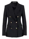 Tagliatore Peak Lapels Wool Double-breasted Jacket In Black