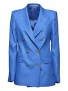 Tagliatore J-parigi Double-breasted Jacket In Royal Blue Linen Twill