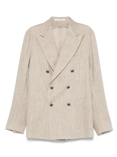 Tagliatore Double Breasted Blazer In Neutral