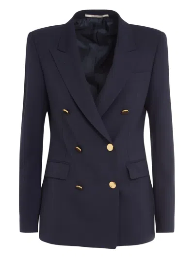 Tagliatore Double-breasted Tailored Blazer With Central Vent In Blue