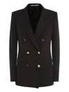 Tagliatore Double-breasted Wool Jacket Peak Lapels In Black