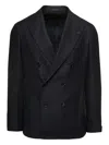 Tagliatore New York Black Wool Double-breasted Jacket In Black