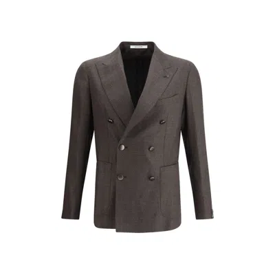 Tagliatore Double-breasted Blazer In Brown