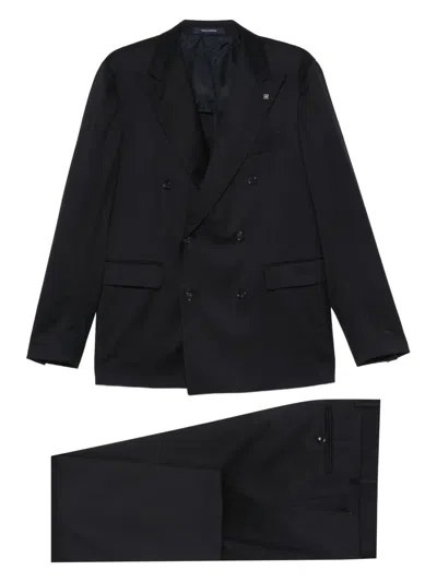 Tagliatore Double-breasted Suit In Virgin Wool In Black