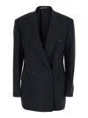 Tagliatore Double-breasted Notched-lapels Jacket In Black