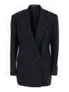 Tagliatore Double-breasted Notched-lapels Jacket In Black