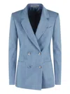 Tagliatore Denim Lurex Double-breasted Blazer With Notch Lapel In Blau