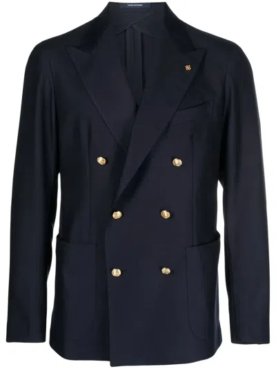 Tagliatore Double-breasted Button Blazer In Navy Blue