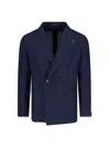 Tagliatore Wool Canvas Double-breasted Blazer In Blue