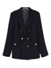 Tagliatore Wool Double-breasted Jacket With Peak Lapels In Blue