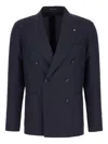 Tagliatore Single-breasted Wool Hopsack In Blue