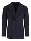 Tagliatore Double-breasted Tailored Jacket Flap Pockets In Blue