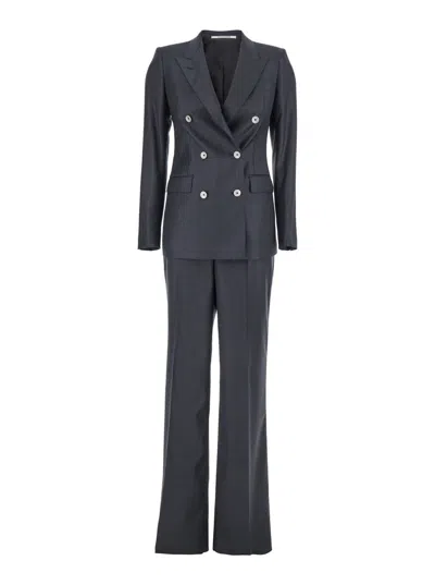 Tagliatore Double Breasted Blazer In Blue