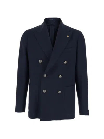 Tagliatore Double-breasted Blazer In Blue