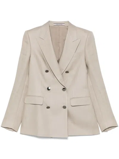 Tagliatore Double-breasted Blazer In Brown