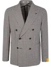 Tagliatore Double-breasted Prince Of Wales Check Blazer In Gray