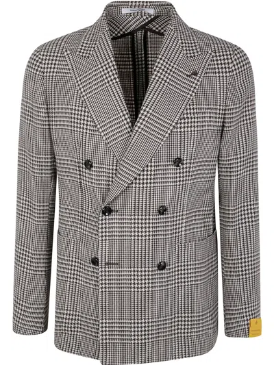 Tagliatore Double-breasted Prince Of Wales Check Blazer In Gray