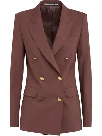 Tagliatore Double-breasted Blazer In Brown