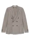 Tagliatore Double-breasted Wool And Silk Jacket In Brown