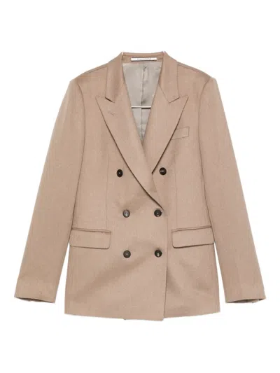 Tagliatore Double-breasted Blazer In Brown