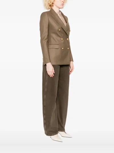 Tagliatore Double-breasted Blazer In Brown