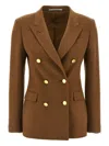 Tagliatore Double-breasted Peak-lapel Blazer In Brown