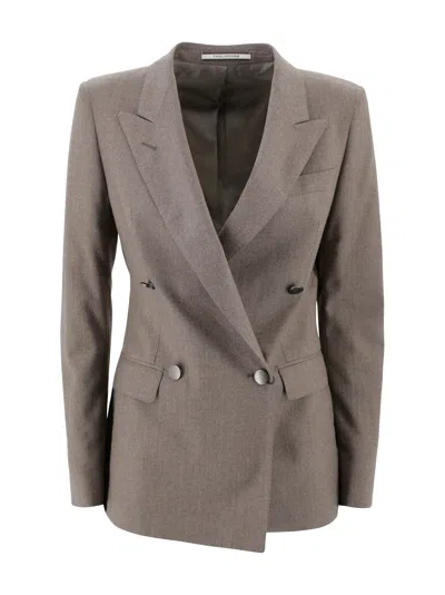 Tagliatore Double-breasted Blazer In Brown