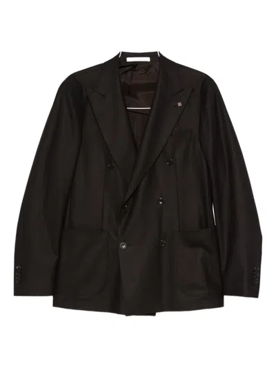 Tagliatore Double-breasted Blazer In Brown