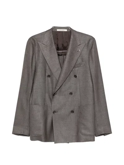 Tagliatore Double-breasted Blazer In Brown