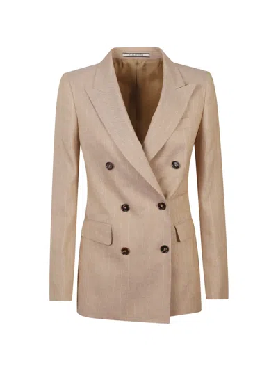 Tagliatore Double-breasted Blazer In Brown