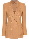 Tagliatore Double-breasted Jacket With Back Vent In Brown