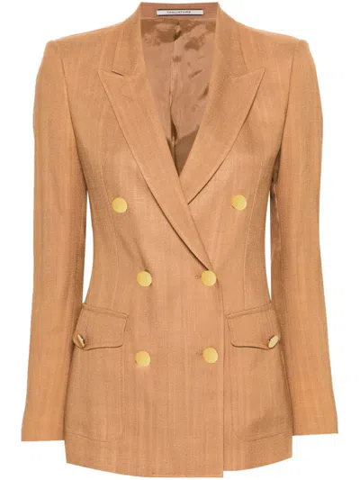 Tagliatore Double-breasted Blazer In Brown