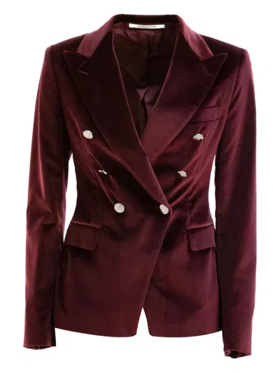 Tagliatore Double-breasted Blazer In Burgundy
