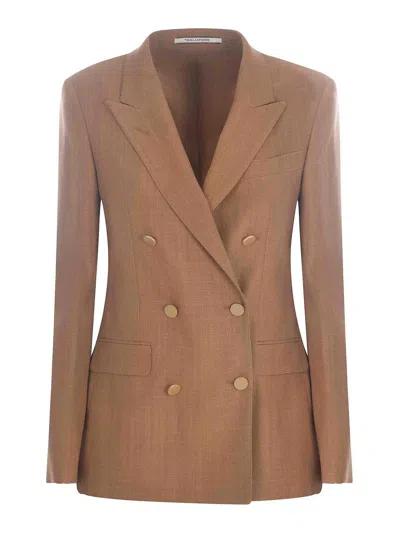 Tagliatore Double-breasted Blazer In Camel