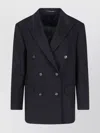 Tagliatore Double-breasted Blazer Featuring Buttoned Cuffs In Black