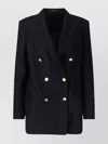 Tagliatore Double-breasted Blazer Gold-tone Buttons In Black
