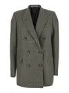 Tagliatore Jasmine Double-breasted Blazer In Houndstooth Wool In Gray