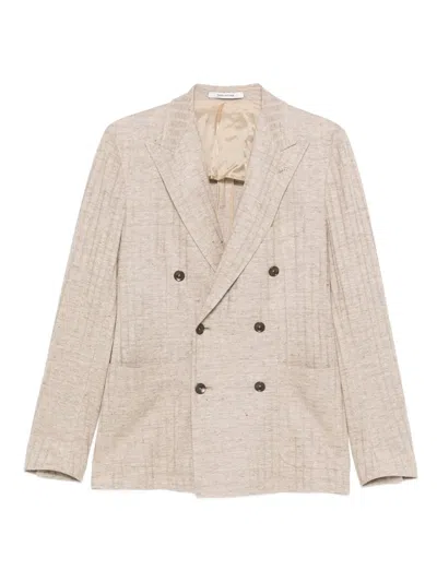 Tagliatore Double-breasted Blazer In Neutral