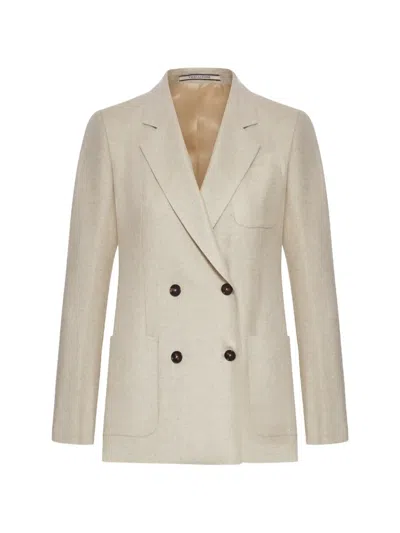Tagliatore Nayade Double Breasted Jacket Tailored Style In Neutral