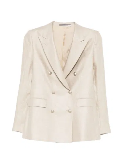 Tagliatore Double-breasted Blazer In Neutral