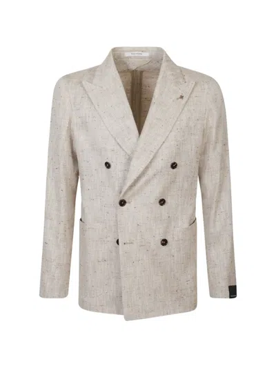 Tagliatore Double-breasted Blazer In Neutral