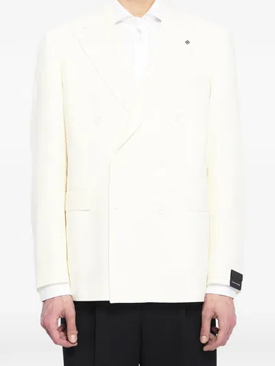 Tagliatore Jacket Virgin Wool Super 120s Peak Lapel In White
