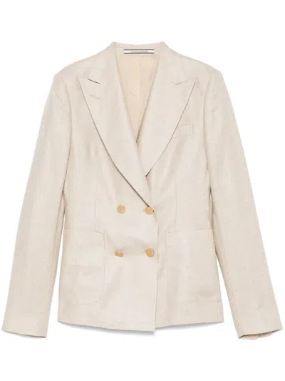 Tagliatore Double-breasted Blazer In Neutrals