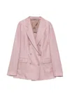 Tagliatore Double-breasted Pink Wool Blazer In Pink